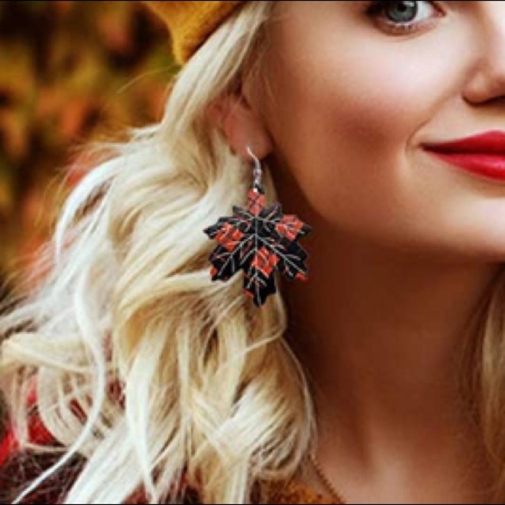 Fall Faux Leather Earrings